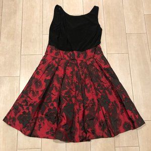 Womens Lauren Ralph Lauren Black Red Sleeveless Floral A-Line Dress 10